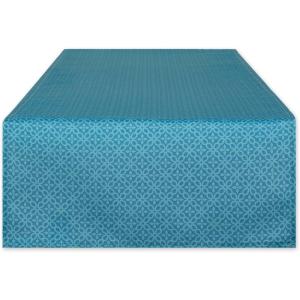 image:imageDII IndoorOutdoor ReUsable Tabletop Collection Tonal Lattice Machine Washable Table Runner 14x72 ArtichokeStorm Blue