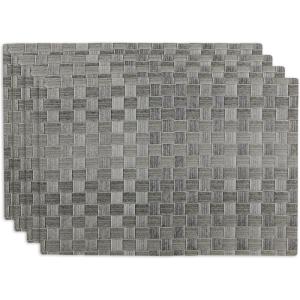 image:imageDII PVC Tabletop Collection Decorative Woven Basketweave Design Placemat Set 119x174 GrayGray