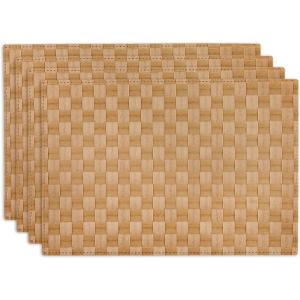 image:imageDII PVC Tabletop Collection Decorative Woven Basketweave Design Placemat Set 119x174 GrayNatural
