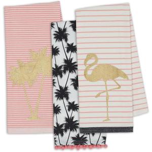 image:imageDII Pineapple Collection Placemat Set Black 6 PieceFlamingo  Palms