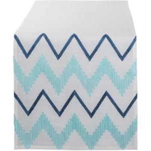 image:imageDII Polyester Embroidered Table Runner for Spring Garden Party Summer BBQ Baby Showers and Everyday Use  14x70 Arrows on Aqua BaseOffwhite Chevron