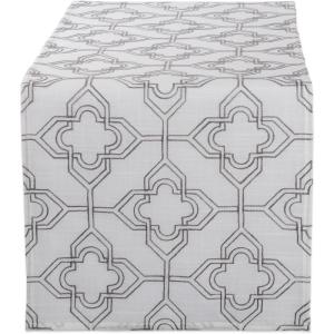 image:imageDII Polyester Embroidered Table Runner for Spring Garden Party Summer BBQ Baby Showers and Everyday Use  14x70 Arrows on Aqua BaseOffwhite Lattice