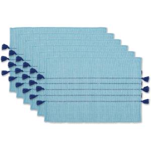 image:imageDII Seashore Collection Beach House Dcor Placemat Set 13x19 Thera Blue Stripe 6 Piece