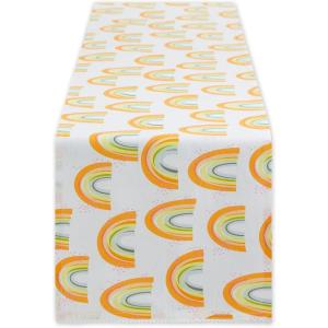 image:imageDII Tassel Stripe Tabletop Collection Decorative Machine Washable Table Runner 14x72 Rainbow PrintRainbow Print