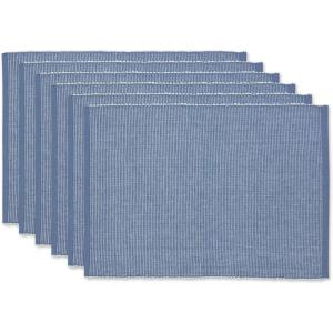 image:imageDII TwoToned Collection Tabletop Placemat Set Vintage Red 6 PieceStonewash Blue