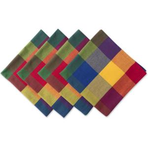 image:imageDII Checkered Tabletop Collection 100 Cotton Machine Washable Napkin Set 20x20 Summer Check 4 Piece
