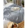 image:imageDII Chenille Throw Collection Solid Fringed 50x60 Soft Denim GrayNatural