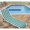 image:imageDII Stripe Beach Lounge Chair Towel with Fitted Top Pocket 26x82 GrayEmerald Green