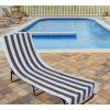 image:imageDII Stripe Beach Lounge Chair Towel with Fitted Top Pocket 26x82 GrayGray