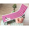 image:imageDII Stripe Beach Lounge Chair Towel with Fitted Top Pocket 26x82 GrayPink