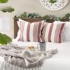 image:imageDII Throw Pillow Cover Collection Recycled Cotton Hidden Zipper 18x18 Herringbone Stripe Barn Red 2 PieceBurgundy Bold Chambray Stripe  Burgundy