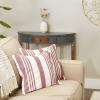 image:imageDII Throw Pillow Cover Collection Recycled Cotton Hidden Zipper 18x18 Herringbone Stripe Barn Red 2 PieceBurgundy Bold Chambray Stripe  Burgundy