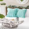 image:imageDII Throw Pillow Cover Collection Recycled Cotton Hidden Zipper 18x18 Herringbone Stripe Barn Red 2 PieceChambray Stripe  Jewel Green