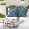 image:imageDII Throw Pillow Cover Collection Recycled Cotton Hidden Zipper 18x18 Herringbone Stripe Barn Red 2 PieceDobby Stripe  Teal