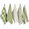 image:imageDII Everyday Basic Kitchen Collection Large Woven Cotton DishtowelTea Towel Set 18x28 Vintage Rose 5 CountAntique Green