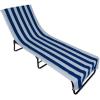image:imageDII Stripe Beach Lounge Chair Towel with Fitted Top Pocket 26x82 GrayBlue