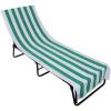 image:imageDII Stripe Beach Lounge Chair Towel with Fitted Top Pocket 26x82 GrayEmerald Green