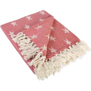 image:imageDII 4TH of July Patriotic Throw Blanket with Decorative Tassles Use for Chair Couch Bed Picnic Camping Beach amp Just Staying Cozy at Home 50 x 60 Star GrayTango Red