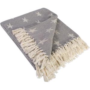 image:imageDII 4TH of July Patriotic Throw Blanket with Decorative Tassles Use for Chair Couch Bed Picnic Camping Beach amp Just Staying Cozy at Home 50 x 60 Star GrayGray