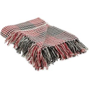 image:imageDII California Casual Houndstooth Woven Throw Dark Brown amp Stone 50x60Red  Black
