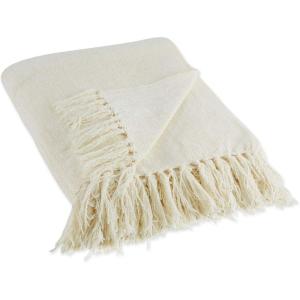 image:imageDII Chenille Throw Collection Solid Fringed 50x60 Soft Denim GrayCream