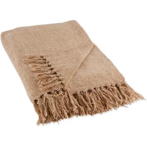 image:imageDII Chenille Throw Collection Solid Fringed 50x60 Soft Denim GrayNatural