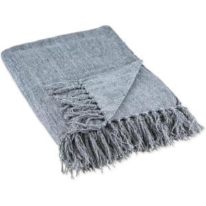 image:imageDII Chenille Throw Collection Solid Fringed 50x60 Soft Denim GraySoft Denim Gray