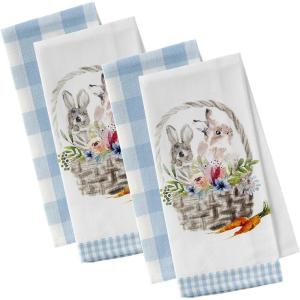 image:imageDII Easter Basics Collection Springtime Kitchen Essentials Dishtowel Set Floral Bunny 3 PieceGarden Bunny