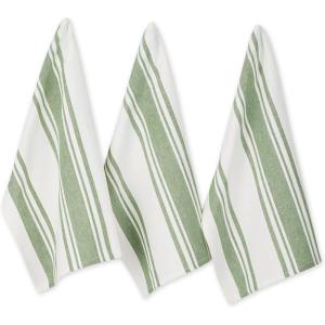 image:imageDII Everyday Kitchen Dishtowel Collection Large Chef Stripe Tea Towel 18x28 Honey Gold 3 CountBasil Green