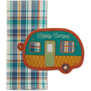 image:imageDII Gift Set Collection Kitchen Set Potholder amp Dishtowel Set Lemon Plaid 2 PieceHappy Camper