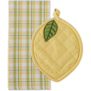 image:imageDII Gift Set Collection Kitchen Set Potholder amp Dishtowel Set Lemon Plaid 2 PieceLemon Plaid