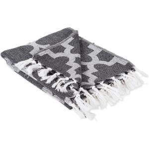 image:imageDII Modern Moroccan Cotton Blanket Throw with Fringe for Couch Chair Guest Room Picnic Camping Beach amp Everyday Use 50x60 GrayBlack