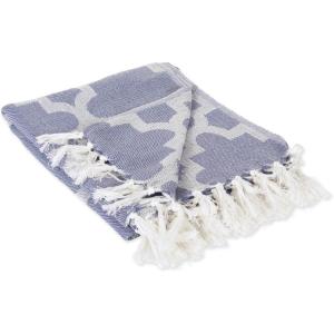 image:imageDII Modern Moroccan Cotton Blanket Throw with Fringe for Couch Chair Guest Room Picnic Camping Beach amp Everyday Use 50x60 GrayFrench Blue