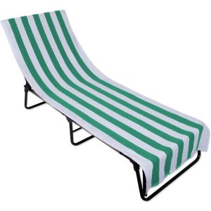 image:imageDII Stripe Beach Lounge Chair Towel with Fitted Top Pocket 26x82 GrayEmerald Green