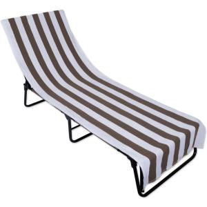 image:imageDII Stripe Beach Lounge Chair Towel with Fitted Top Pocket 26x82 GrayStone