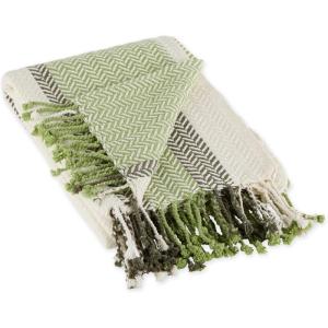 image:imageDII Striped Throw Collection Herringbone 50x60 BlackAntique Green