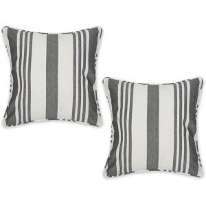 image:imageDII Throw Pillow Cover Collection Recycled Cotton Hidden Zipper 18x18 Herringbone Stripe Barn Red 2 PieceBold Chambray Stripe  Black