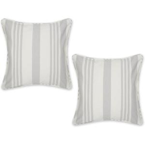 image:imageDII Throw Pillow Cover Collection Recycled Cotton Hidden Zipper 18x18 Herringbone Stripe Barn Red 2 PieceBold Chambray Stripe  Gray