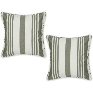 image:imageDII Throw Pillow Cover Collection Recycled Cotton Hidden Zipper 18x18 Herringbone Stripe Barn Red 2 PieceBold Chambray Stripe  Moss