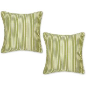 image:imageDII Throw Pillow Cover Collection Recycled Cotton Hidden Zipper 18x18 Herringbone Stripe Barn Red 2 PieceChambray Stripe  Avocado