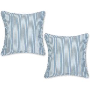 image:imageDII Throw Pillow Cover Collection Recycled Cotton Hidden Zipper 18x18 Herringbone Stripe Barn Red 2 PieceChambray Stripe  Bright Blue