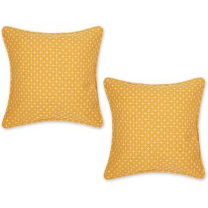 image:imageDII Throw Pillow Cover Collection Recycled Cotton Hidden Zipper 18x18 Herringbone Stripe Barn Red 2 PieceDobby Plus  Honey Gold