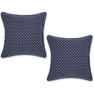 image:imageDII Throw Pillow Cover Collection Recycled Cotton Hidden Zipper 18x18 Herringbone Stripe Barn Red 2 PieceDobby Plus  Navy