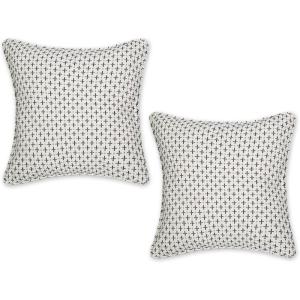 image:imageDII Throw Pillow Cover Collection Recycled Cotton Hidden Zipper 18x18 Herringbone Stripe Barn Red 2 PieceDobby Plus  Offwhite