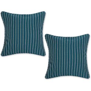 image:imageDII Throw Pillow Cover Collection Recycled Cotton Hidden Zipper 18x18 Herringbone Stripe Barn Red 2 PieceDobby Stripe  Teal