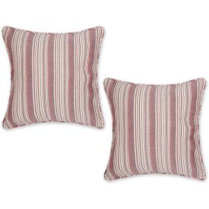 image:imageDII Throw Pillow Cover Collection Recycled Cotton Hidden Zipper 18x18 Herringbone Stripe Barn Red 2 PieceHerringbone Stripe  Barn Red