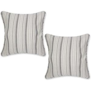 image:imageDII Throw Pillow Cover Collection Recycled Cotton Hidden Zipper 18x18 Herringbone Stripe Barn Red 2 PieceHerringbone Stripe  Gray