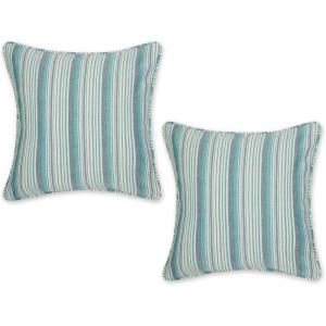 image:imageDII Throw Pillow Cover Collection Recycled Cotton Hidden Zipper 18x18 Herringbone Stripe Barn Red 2 PieceHerringbone Stripe  Teal
