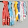 image:imageDII 100 Cotton Turkish Fouta Towel Highly Absorbent Soft and Compact Great for Beach Travel and Home 39x78 Thin Stripes TaupeTri Stripe Yellow