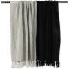 image:imageDII Four Square Cotton Woven Throw 50x60 with 3 Fringe TealWhiteBlackWhite